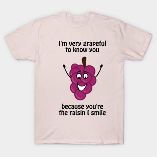 I'm very grapeful to know you, because you're the raisin I smile T-Shirt